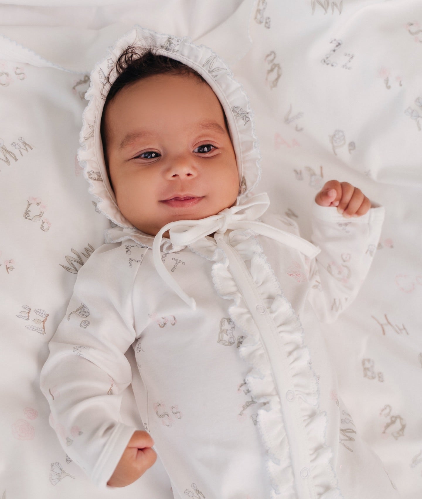 Alphabet Flowers Ruffled Hat