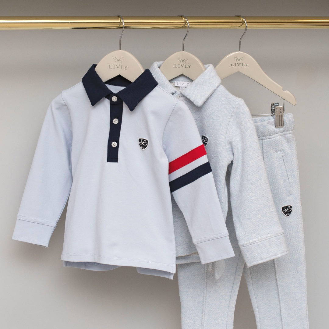 Boys light grey polo set
