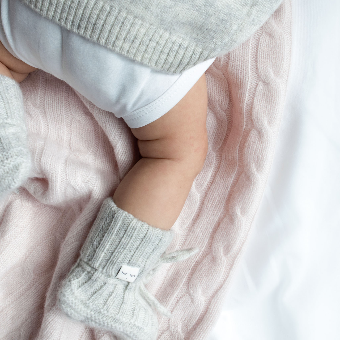 Cable Knit Cashmere Footies