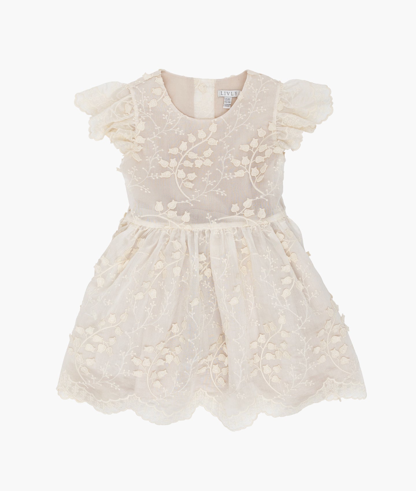 LIVLY - Eliza Dress with Embroidered Flowers and Ruffles Ivory / 18-24m- Welcome to the Soft Life LIVLY - Eliza Dress with Embroidered Flowers and Ruffles Ivory / 18-24m- Welcome to the Soft Life