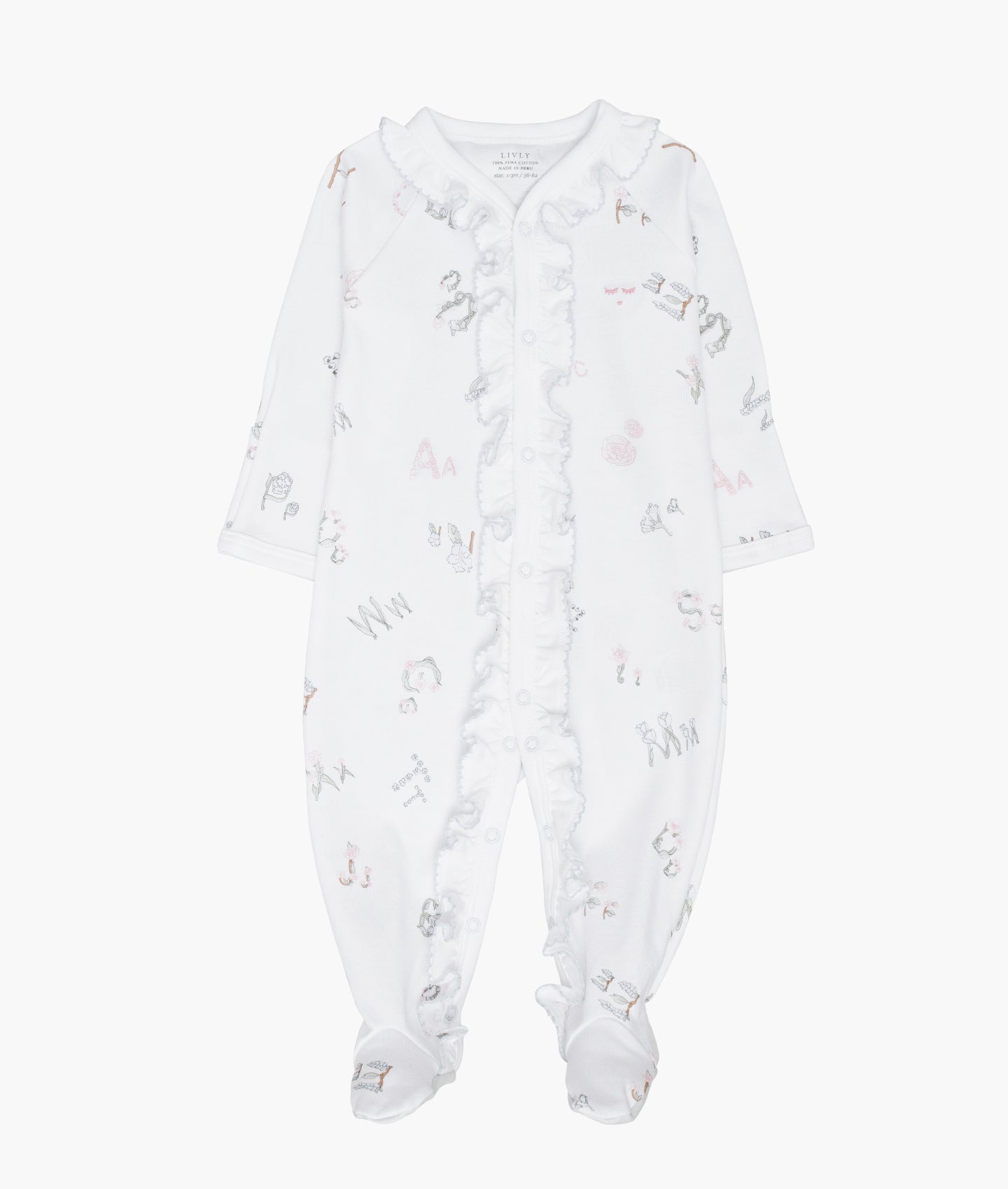 Alphabet Flowers Sara Ruffled Footie