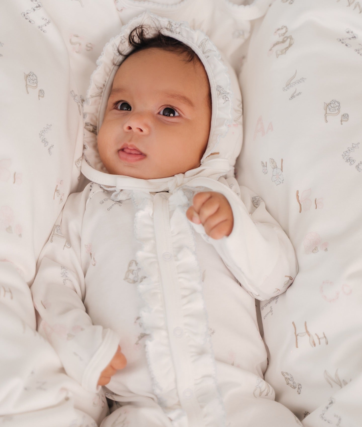 Alphabet Flowers Sara Ruffled Footie