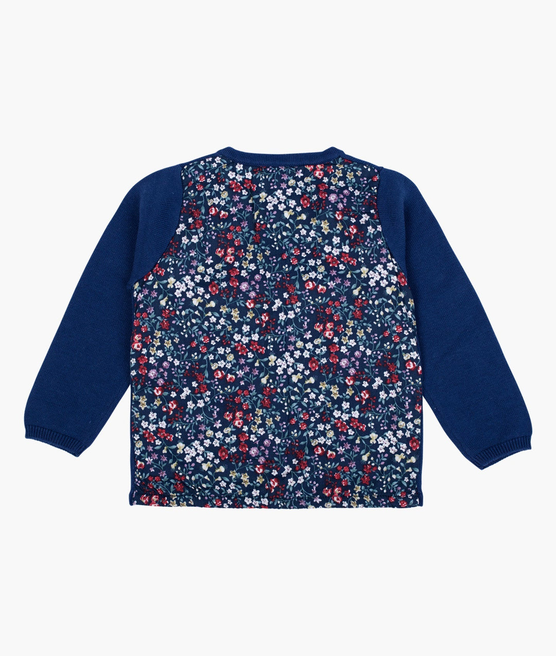 Navy Blue Floral Knit Cardigan