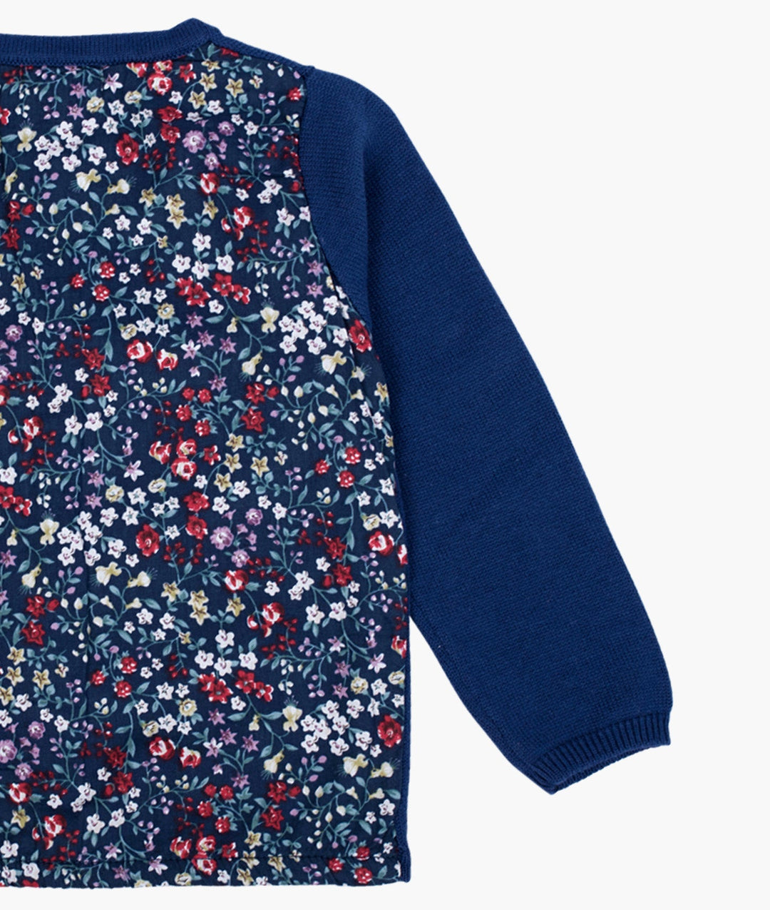 Navy Blue Floral Knit Cardigan